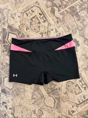 Under Armour Black and Pink Women's Athletic Bike Shorts